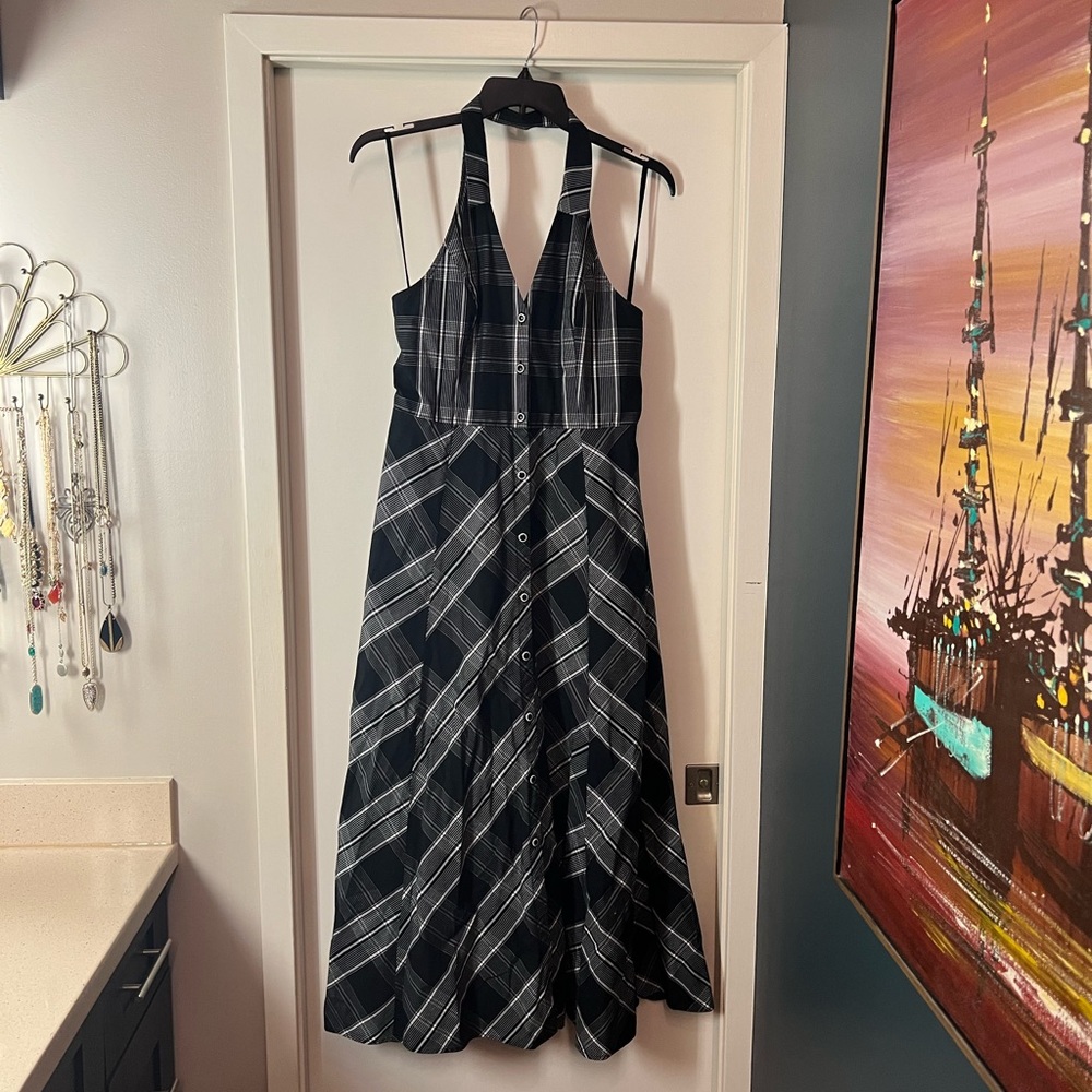 Maeve Anthropologie Maxi Gingham Shirtdress